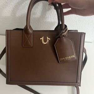 True Religion Brown Satchel with Gold Accents